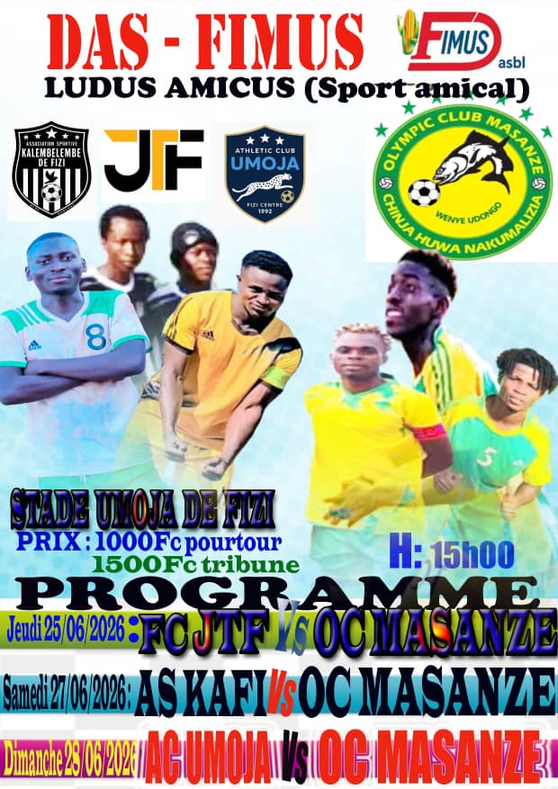 Sport/Fizi : trois matchs amicaux au Stade Umoja pour promouvoir les jeunes talents
