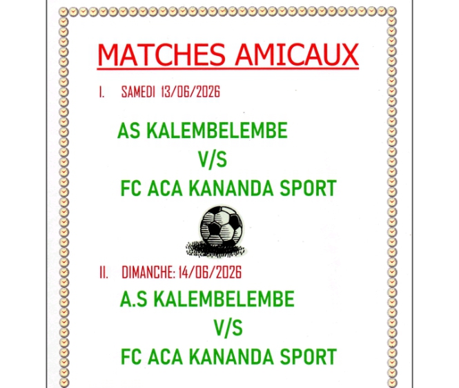 Fizi : double confrontation amicale entre l’AS Kalembelembe et le FC ACA Kananda Sport ce week-end au Stade Umoja